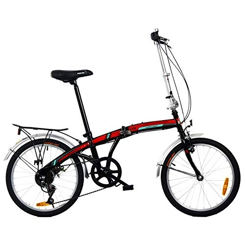 Folding Bike : NBWE Folding Bike Bicycle Speed High Carbon Steel 7-Speed Shifting Belt Shelf 20 Inch Commuter bicycle