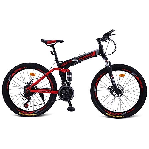 Folding Bike : NBWE Folding Mountain Bike Bicycle Adult Double Shock Road Bike Leisure Bicycle Male and Female Student Car 24 Speed 26 Inch Commuter bicycle