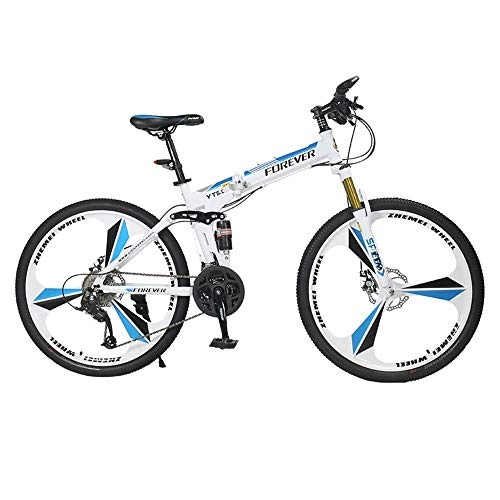 Folding Bike : NBWE Folding Mountain Bike Bicycle One Wheel Double Disc Brakes Off-Road Bicycle Male Student Adult 24 Speed 26 Inches Commuter bicycle