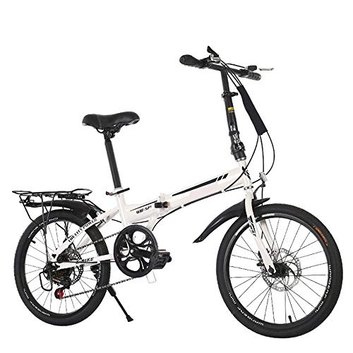 Folding Bike : NBWE Folding Mountain Bike High Carbon Steel Frame Shifting Shock Disc Brakes Adult Youth 20 Inch Commuter bicycle