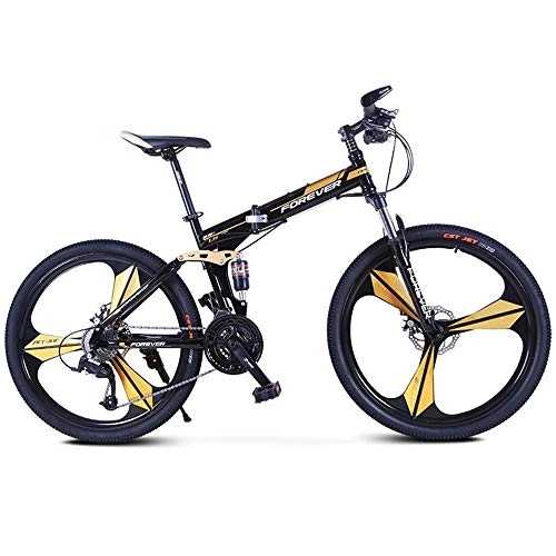 Folding Bike : NBWE Folding Mountain Bike Shift Front and Rear Shock Absorbing Bicycle Men and Women Bicycle 27 Speed 26 Inch Commuter bicycle