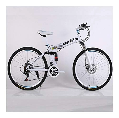 Folding Bike : NoraHarry Flower 21-speed Spoke Wheel Mountain Bike Folding 24 / 26 Inch Bike Love sports (Color : 26 inch white)