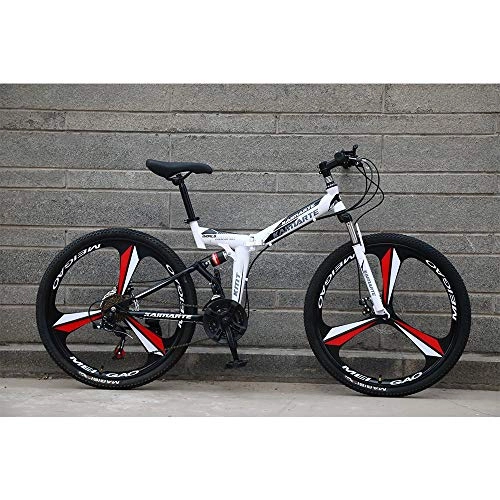 Folding Bike : Novokart-Foldable Sports / Mountain Bike 24 Inches 3 Cutter Wheel, White