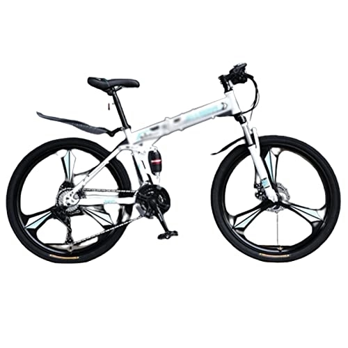 Folding Bike : NYASAA Foldable Mountain Bike, Conquer Any Terrain, Folding Mountain Bike with High Carbon Steel Frame and Thick Shock-absorbing Front Fork (blue 26inch)