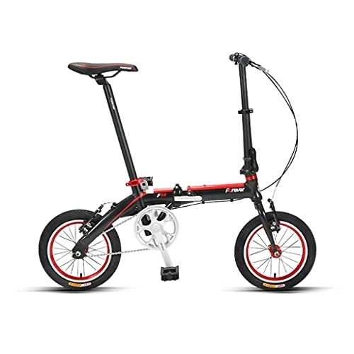 Folding Bike : OMIAJE 14 Inch BMX Bicycle Lightweight Aluminum Frame Road Bike Easy To Fold for Ladies And Teenagers (Color : Black) zhengzilu