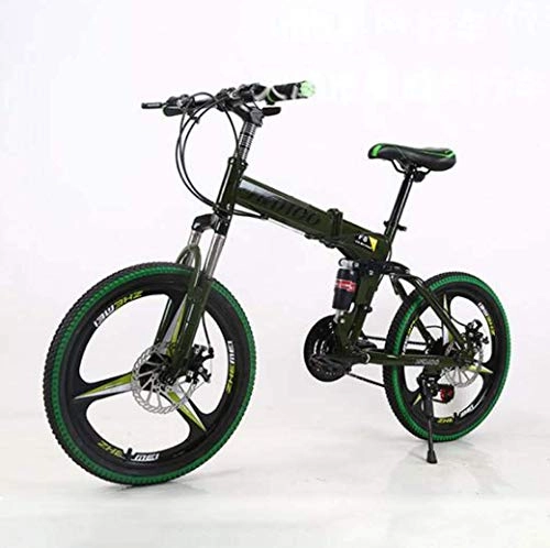 Folding Bike : Outdoor sports 20" Mountain Bike Folding Bikes, Featuring 3 Spoke Double Disc Brake Full Suspension Anti-Slip, Suspension Fork