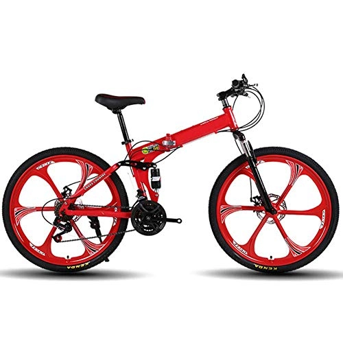 Folding Bike : Outdoor sports 26Inch Mountain Bike, Folding Bicycles, Full Suspension And Dual Disc Brake, Carbon Steel Frame 27-Speed Bike