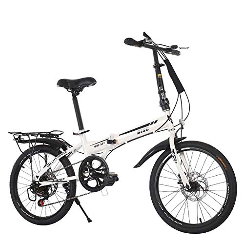 Folding Bike : Outdoor sports City Bike Unisex Adults Folding Mini Bicycles Lightweight for Men Women Teens Classic Commuter with Adjustable Handlebar Seat, 6 Speed - 20 Inch Wheels