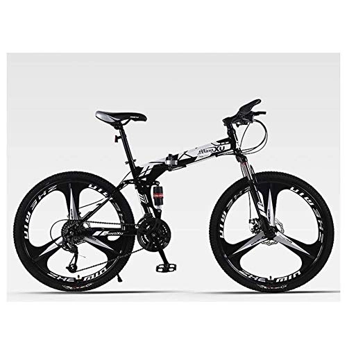 Folding Bike : Outdoor sports Folding Mountain Bike 24 Speed Bicycle Full Suspension MTB Foldable Frame 26" 3 Spoke Wheels