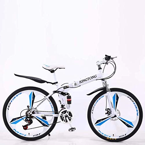 Folding Bike : Outdoor sports Mountain Bike Folding Bikes, 24-Speed Double Disc Brake Full Suspension Anti-Slip, Lightweight Aluminum Frame, Suspension Fork, Multiple Colors-24 Inch / 26 Inch