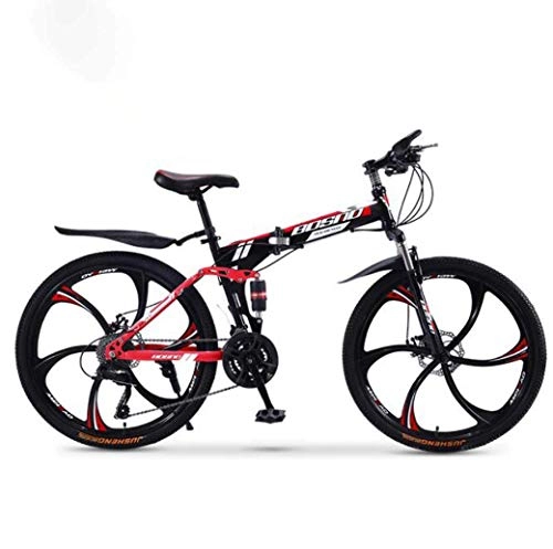 Folding Bike : Outdoor sports Mountain Bike Folding Bikes, 24-Speed Double Disc Brake Full Suspension Anti-Slip, Off-Road Variable Speed Racing Bikes for Men And Women