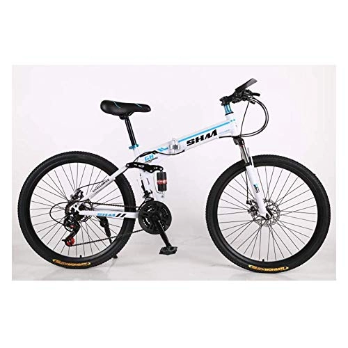 Folding Bike : Outdoor sports Mountain Folding Bike 21 Speed Bicycle 26 Inch Disc Brake City Bicycle, Fully Adjustable Suspension, Off-Road Bicycle