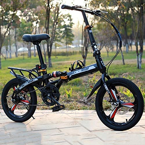 Folding Bike : Outdoor Travel Mountain Folding Bicycle, 20" Rack and Fenders, 28lb Lightweight Aluminum Frame Foldable Bike, 6 Speed Portable Mini Folding Pedals Bike, Black, Singlespeed