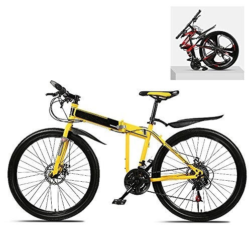 Folding Bike : Ouumeis Folding Mountain Bikes 26 Inch 21 / 24 / 27 / 30 Speed Variable All Terrain Quick Foldable Adult Mountain Off-Road Bicycle High Carbon Steel Frame Double Shock Absorption, B, 30 Speed