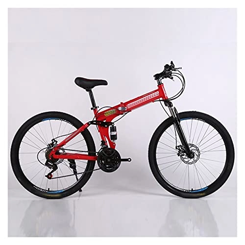 Folding Bike : paritariny Complete Cruiser Bikes, Mountain bike bicycle 24 and 26 inch 24 / 27 / 30 speed folding mountain bicycle adult Double disc bike spoke wheel bicycle (Color : Red, Size : 24)