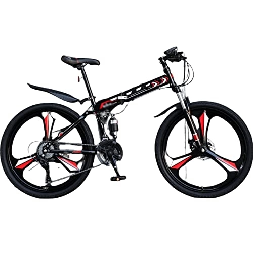Folding Bike : PASPRT Off-Road Folding Mountain Bike - Ergonomic Folding Mountain Bike, Double Disc Brake Folding Mountain Bike, for Adults (red 26inch)