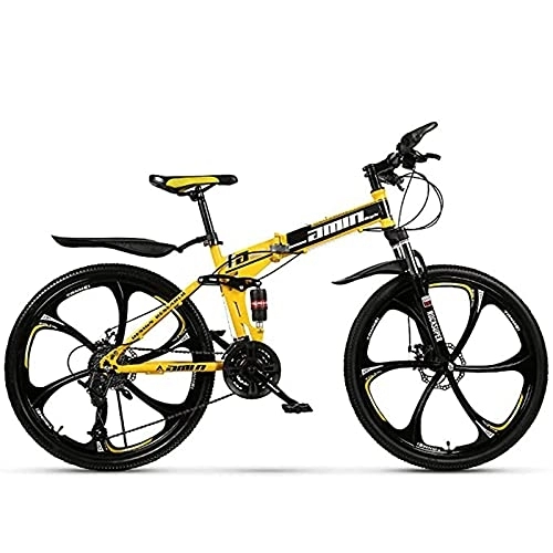 Folding Bike : PBTRM 24 / 26 Inch Mountain Bikes, 21 / 24 / 27 Speed Foldable Mountain Bike, High-Carbon Steel Frame, Hardtail Bicycles, Dual Disc Brake And Double Suspension Mens Bicycle, A26, 27 Speed