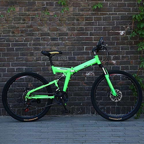 Folding Bike : PHY Mens Mountain Bike Biking 24 / 26 Inch 21 Speed Folding Green Cycle with Disc Brakes, 26 inch