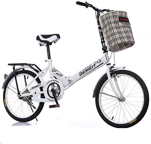 Folding Bike : Pkfinrd 16 Inch 20 Inch Folding Bicycle - Adult Women's Folding Bicycle - Folding Bicycle To Work To Go To School, Yellow, 20inches (Color : White, Size : 20inches)