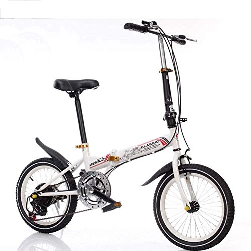 Folding Bike : Pkfinrd 20 Inch Folding Bicycle Shifting-Folding Variable Speed Bicycle Men And Women Bicycle Ultra Light Portable Folding Leisure Bicycle-20 Inch Adult Student Car, Yellow (Color : White)