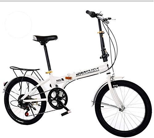 Folding Bike : Pkfinrd 20-Inch Folding Bicycle Shifting-Folding Variable Speed Bicycle Men And Women-Style Bicycle Ultra-Light Portable Folding Leisure Bicycle-Adult Folding Bicycle, White (Color : White)