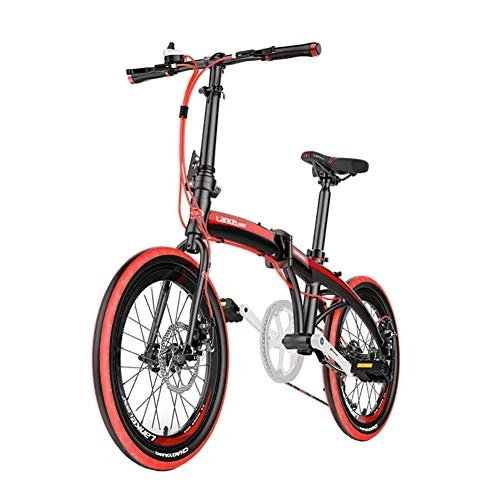 Folding Bike : PLLXY 20in Adults Folding Bicycle, 7 Speed Portable Travel Mountain Bike, Ultra Light Folding Bike City Urban Commuters Aluminum Frame Red 20in