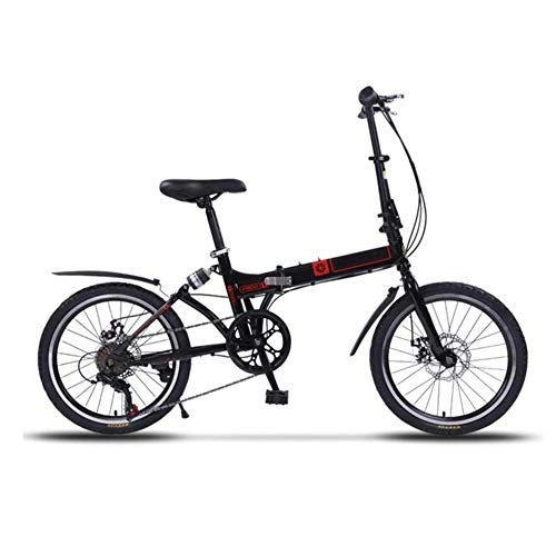 Folding Bike : PLLXY 20in Lightweight Folding Bike Suspension, 7 Speed Foldable Bicycle Carbon Steel Frame, Portable Adults City Bike For Commuting B 20in