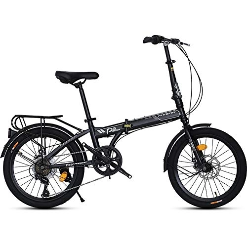 Folding Bike : PLLXY Folding Bike 20 In Carbon Fiber, Mini Compact Foldable City Bike, Ultra Light Adult Foldable Bike 7 Speed A 20in