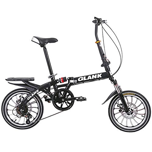 Folding Bike : PLLXY Full Suspension Folding City Bicycle 7 Speed, Folding Bike Lightweight Aluminum Frame, For Students Office Workers Urban Environment A 16in