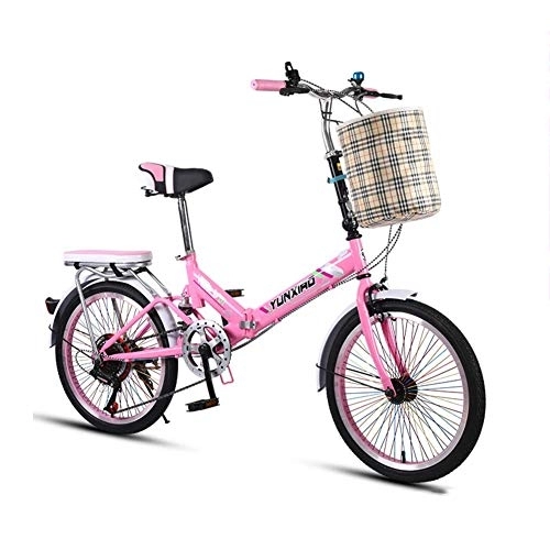 Folding Bike : PLLXY Portable Folding City Bicycle With Storage Basket, Transmission Mini Folding Bike Unisex, 20in Wheels Urban Environment F 16in