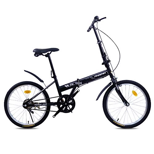 Folding Bike : PLLXY Single Speed Folding Bike With 20in Wheel, Ultralight Portable Foldable Bicycle, Adult Bike Aluminum Urban Commuter Black 20in