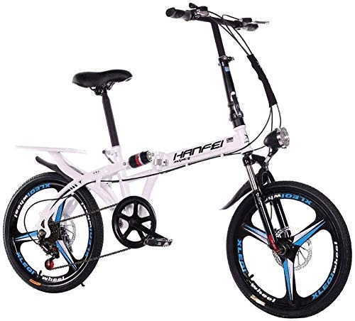 Folding Bike : PLYY 16 Inch 20 Inch Folding Speed Mountain Bike - Adult Car Student Folding Car Men And Women Folding Speed Bicycle Damping Bicycle (Color : White, Size : 16inches)