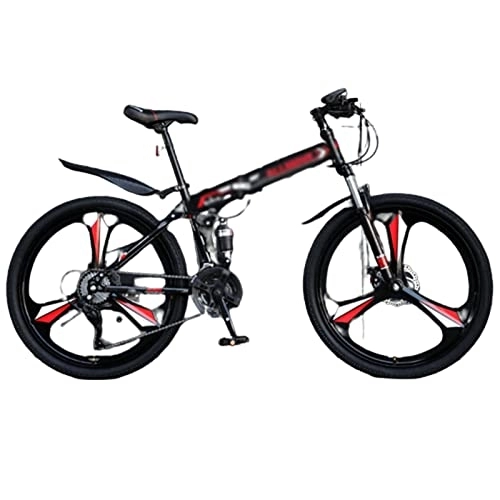 Folding Bike : POGIB Foldable Mountain Bike, Convenient and Durable High Carbon Steel Frame Adjustable Speed Folding Mountain Bike (red 26inch)