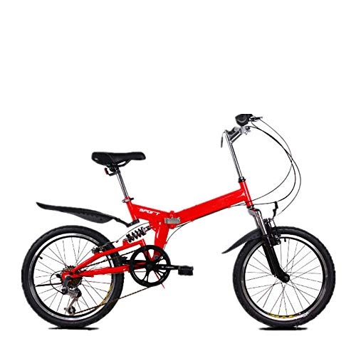 Folding Bike : Portable Folding Bicycle New Variable Speed disc Brake Adult Single Folding Bicycle-red
