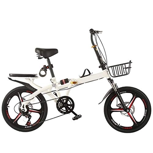 Folding Bike : Portable folding Bike Bicycle Folding Bicycle Shock Absorption Optional Variable Speed Male And Female Young Students Lightweight Double Disc Brake Leisure Pedal Bicycle 20 Inch Top With + Speed Chang
