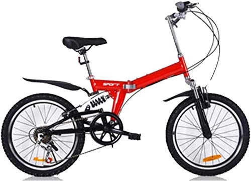 Folding Bike : Portable Folding Bike for Adults Student 20-Inch Folding Bike Lightweight Folding Speed Bicycle Fold up Bike City Bike Women Men Student Damping Bicycle-Red