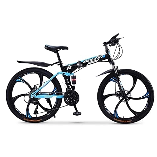 Folding Bike : QCLU 24 / 26 Inch Mountain Bike Adult Bicycle Folding Double Shock Absorbing Off- road Speed Racing Boys And Girls Bike (Color : 24-Speed, Size : 24 inch)