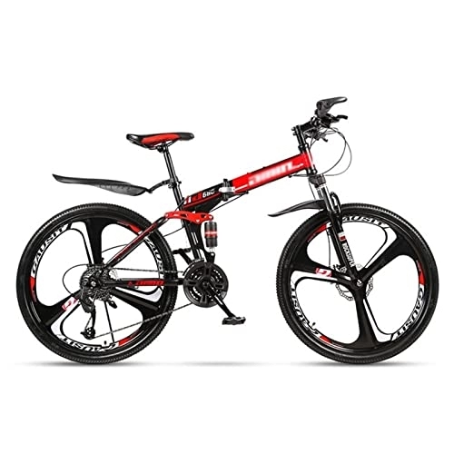 Folding Bike : QCLU 26 Inch Folding Mountain Bike, Disc Brakes Hardtail MTB, Trekking Bike Men Bike Girls Bike, Full Suspension Mountain Bike (Color : 27-Speed, Size : 26 inch)