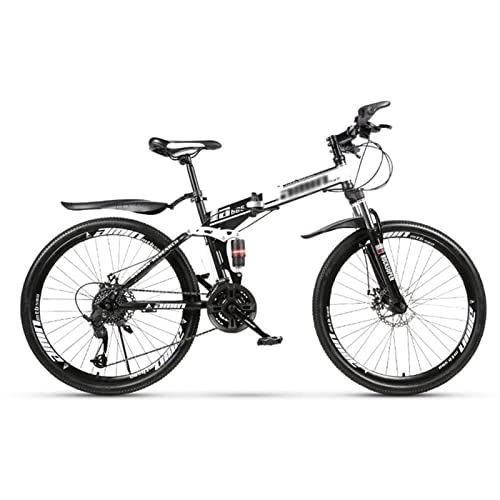 Folding Bike : QCLU Foldable Mountain Bike, Outdoor Fitness, Recreational Cycling, 26 Inch Spoke Wheel, Trekking Bike Men Bike Girl Bike, Fully Mountain Bike (Color : Black, Size : 21-Speed)