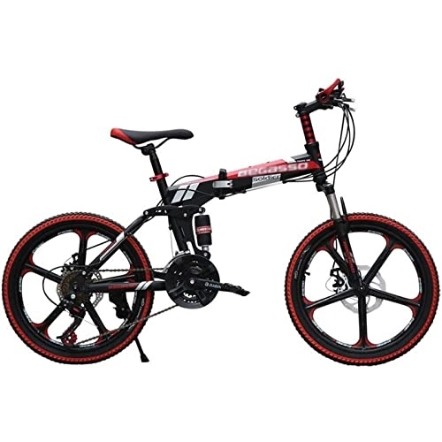 Folding Bike : QCLU Mountain Bikes, Folding Bikes, 20 Inch Off- Road Bikes, Variable Speed Bikes, Folding Road Bikes for Young and Adults (Color : Black)