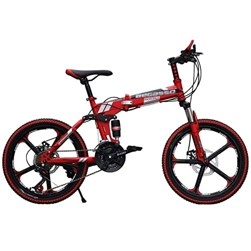 Folding Bike : QCLU Mountain Bikes, Folding Bikes, 20 Inch Off- Road Bikes, Variable Speed Bikes, Folding Road Bikes for Young and Adults (Color : Gray)