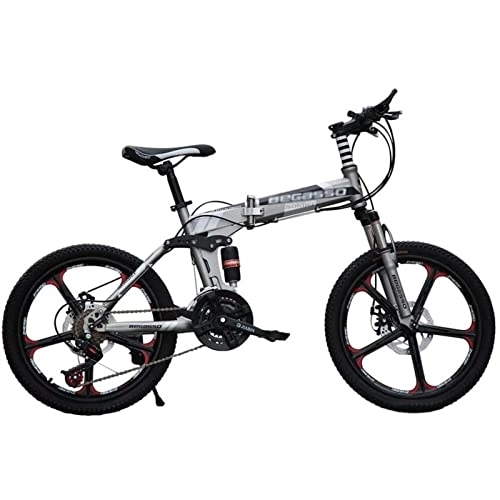 Folding Bike : QCLU Mountain Bikes, Folding Bikes, 20 Inch Off- Road Bikes, Variable Speed Bikes, Folding Road Bikes for Young and Adults (Color : Red)