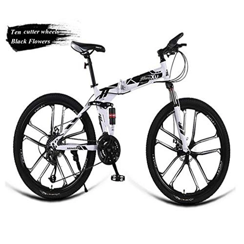Folding Bike : RPOLY Mountain Bike Folding Bikes, Adult Folding Bike 21 Speed Folding Bike with Anti-Skid and Wear-Resistant Tire for Adults, Black_26 Inch