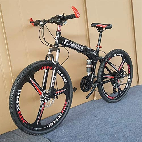 Folding Bike : RR-YRL 24 Inch Carbon Steel Folding Bike, 21 Kinds of Variable Speed Mountain Bike, Unisex Adult, Easy To Carry, Black
