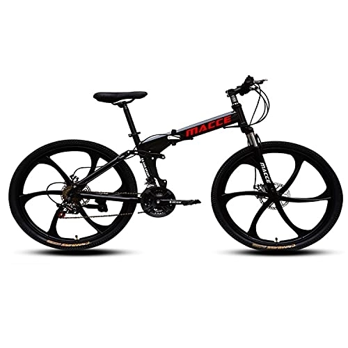 Folding Bike : Sanhai Mountain Bike Folding 27-Speed 26 Inch Multi-Kind Tire Optional Light Mountain Bike Double Disc Brake Shock-Free Front Fork for Adults, Teenagers, Black, Six