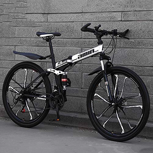 Folding Bike : SANJIANG Mountain Bike, 21 Speed Double Disc Brake Bicycle Folding Bike For Adult Teens Bicycle Full Suspension MTB Bikes, C-10knifewheels-26inches