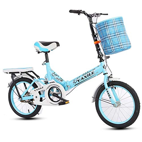 Folding Bike : SBLIN 20" No Need To Install Foldable Bicycle, Mini Lightweight Portable Commuter Bike With Shock Absorption, suitable For Commuting Use By Students And Office Workers. (Color : Blue)