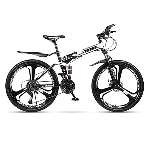 Folding Bike : SHANJ Folding Adult Mountain Bike, 24 / 26 Inch Full Suspension Road Bicycle, Double Disc Brake Outroad Mountain Bicycle for Men Women