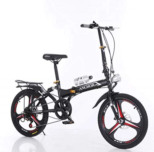 Folding Bike : SHIN City Bike Unisex Adults Folding Mini Bicycles Lightweight For Men Women Ladies Teens Classic Commuter With Adjustable Handlebar & Seat, aluminum Alloy Frame, 6 speed - 20 Inch Wheels / Blac