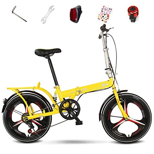 Folding Bike : SHIN Folding Mountain Bike, 6-Speed Unisex Adult Bicycle, 20 Inches Off-road MTB Bike, Foldable Commuter Bike / Yellow